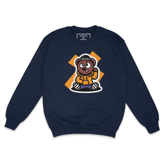 Cross Eye Bear Print Sweatshirt (Navy)